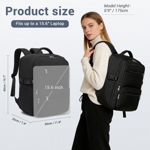 BPK2529 - Kono Compact 15.6" Laptop Travel Backpack - 40x30x20cm, Fits Under Seat Storage, with Trolley Sleeve