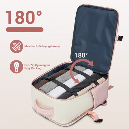 Kono BPK2529 40×30×20 cm beige and pink travel backpack – detail view 10