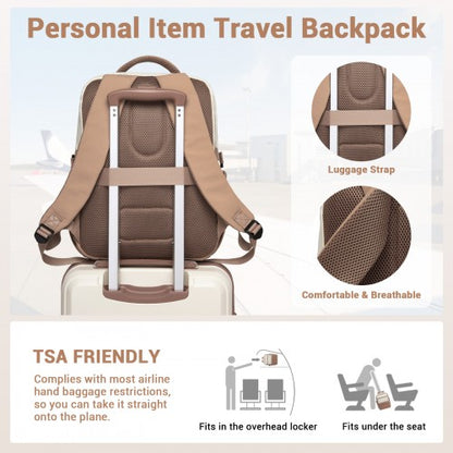 Kono BPK2529 40×30×20 cm beige and khaki travel backpack – detail view 8