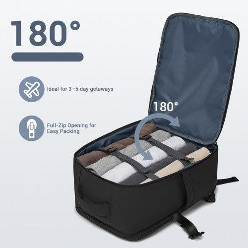 BPK2529 - Kono Compact 15.6" Laptop Travel Backpack - 40x30x20cm, Fits Under Seat Storage, with Trolley Sleeve