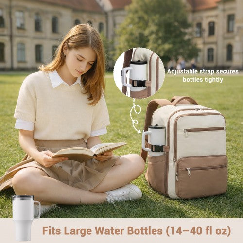 Kono BPK2529 40×30×20 cm beige and khaki travel backpack – detail view 5