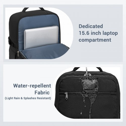 BPK2529 - Kono Compact 15.6" Laptop Travel Backpack - 40x30x20cm, Fits Under Seat Storage, with Trolley Sleeve
