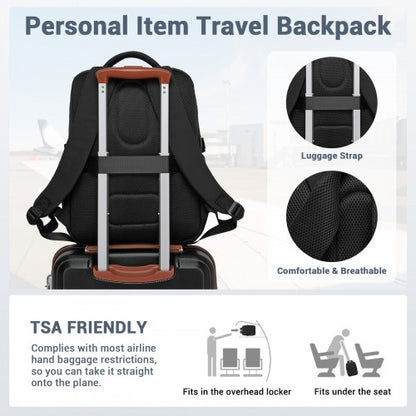BPK2529 - Kono Compact 15.6" Laptop Travel Backpack - 40x30x20cm, Fits Under Seat Storage, with Trolley Sleeve