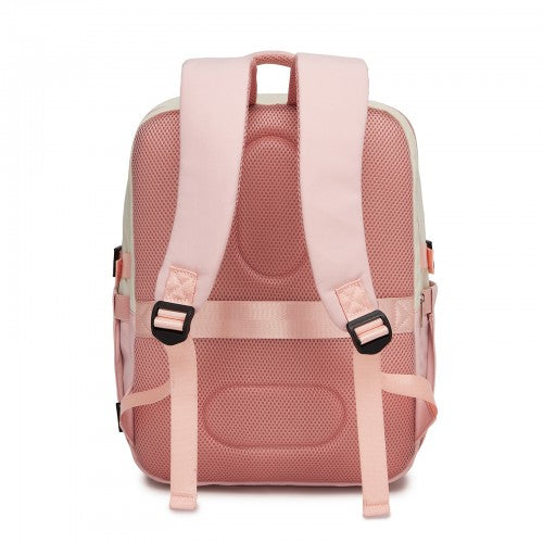 Kono BPK2529 40×30×20 cm beige and pink travel backpack – detail view 5