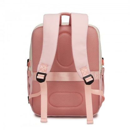 Kono BPK2529 40×30×20 cm beige and pink travel backpack – detail view 5