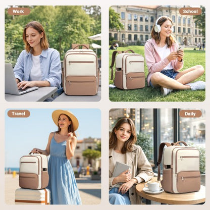 Kono BPK2529 40×30×20 cm beige and khaki travel backpack – detail view 9