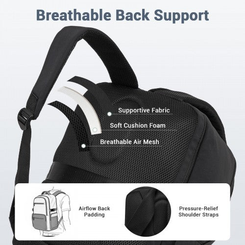 BPK2529 - Kono Compact 15.6" Laptop Travel Backpack - 40x30x20cm, Fits Under Seat Storage, with Trolley Sleeve