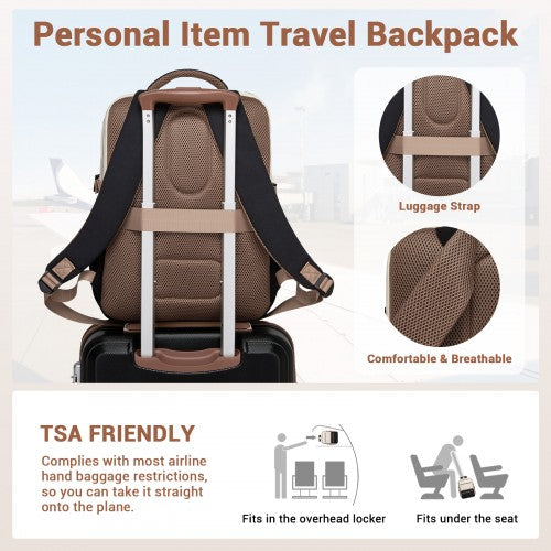 BPK2529 - Kono Compact 15.6" Laptop Travel Backpack - 40x30x20cm, Fits Under Seat Storage, with Trolley Sleeve