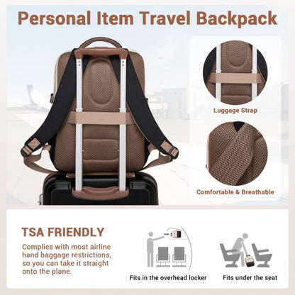 BPK2529 - Kono Compact 15.6" Laptop Travel Backpack - 40x30x20cm, Fits Under Seat Storage, with Trolley Sleeve
