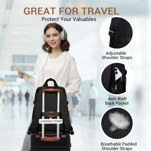 Kono BPK2530 black laptop backpack – detail view 7