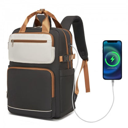 Kono BPK2530 beige and grey laptop backpack – detail view 4