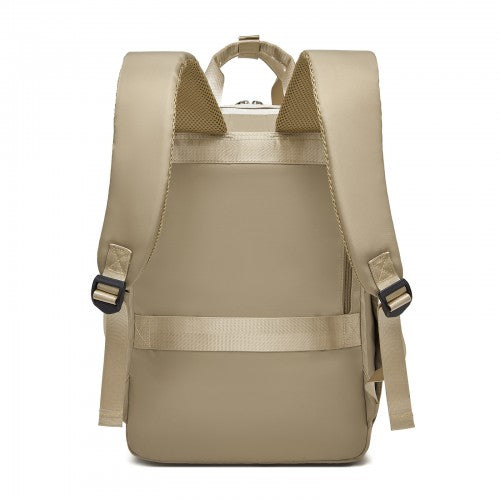 Kono BPK2530 beige and khaki laptop backpack – detail view 4