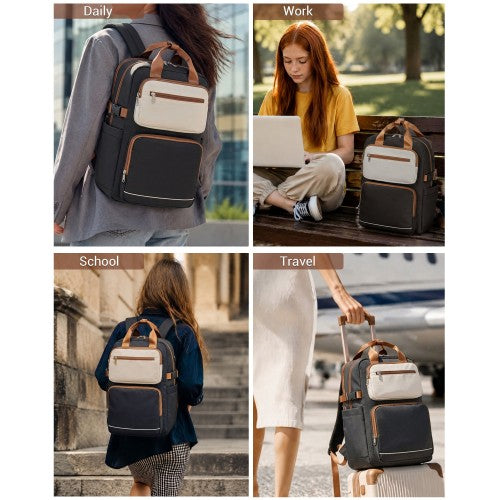 Kono BPK2530 black and beige laptop backpack – detail view 6