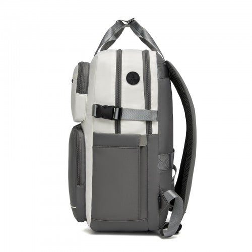 Kono BPK2530 beige and grey laptop backpack – detail view 4