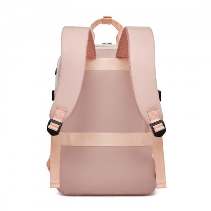 Kono BPK2530 beige and pink laptop backpack – detail view 4