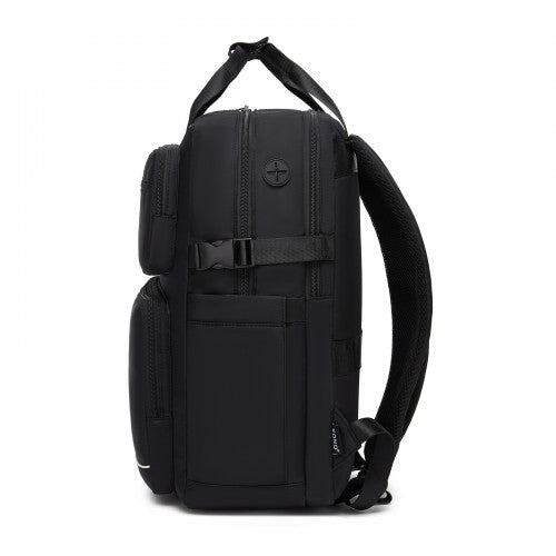 Kono BPK2530 black laptop backpack – rear view