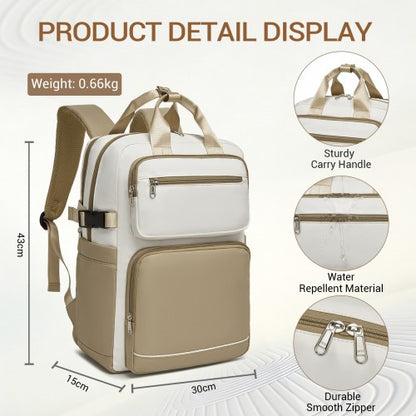 Kono BPK2530 beige and khaki laptop backpack – detail view 6