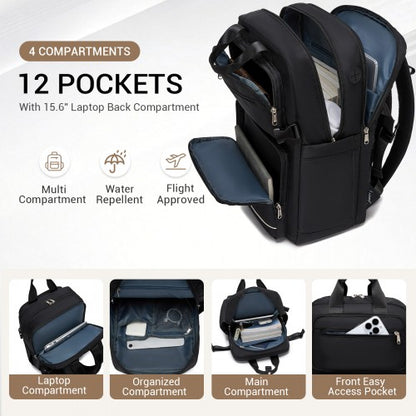 Kono BPK2530 black laptop backpack – detail view 8