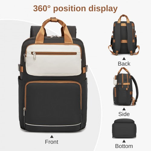 Kono BPK2530 beige and grey laptop backpack – front view