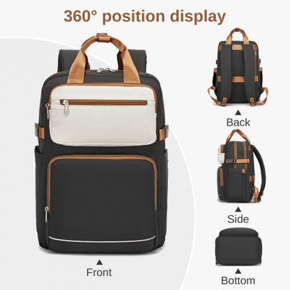 Kono BPK2530 beige and grey laptop backpack – front view