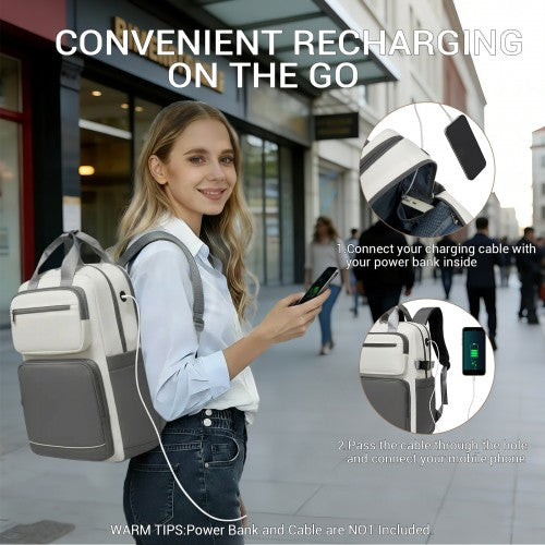 Kono BPK2530 beige and grey laptop backpack – detail view 10