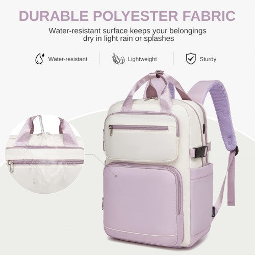 Kono BPK2530 beige and grey laptop backpack – detail view 5