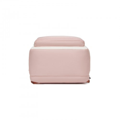 Kono BPK2530 beige and pink laptop backpack – detail view 5