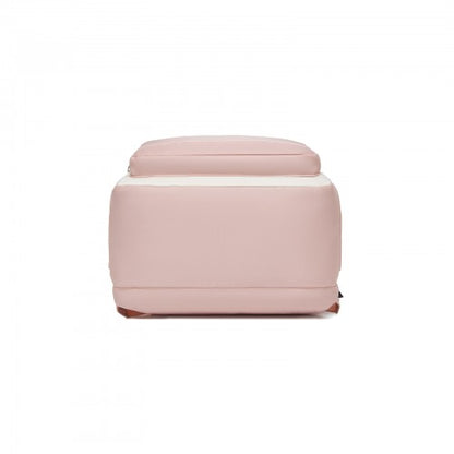 Kono BPK2530 beige and pink laptop backpack – detail view 5
