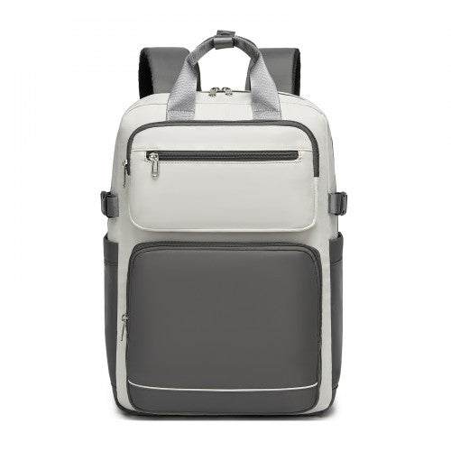 Kono BPK2530 beige and grey laptop backpack – rear view
