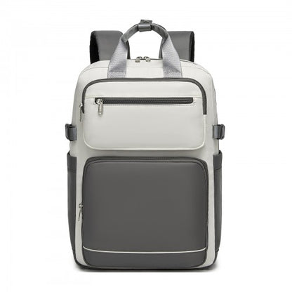 Kono BPK2530 beige and grey laptop backpack – rear view