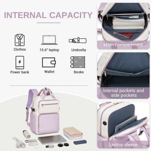 Kono BPK2530 beige and grey laptop backpack – rear view