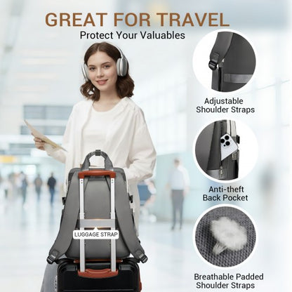 Kono BPK2530 beige and grey laptop backpack – detail view 8
