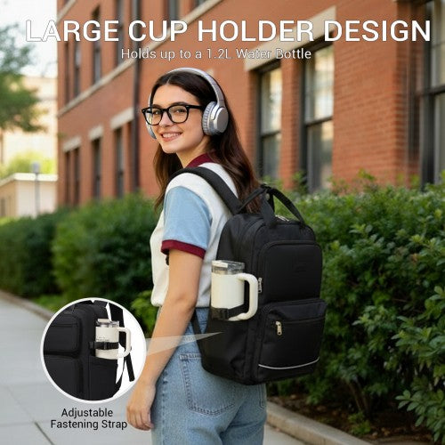 Kono BPK2530 black laptop backpack – detail view 9