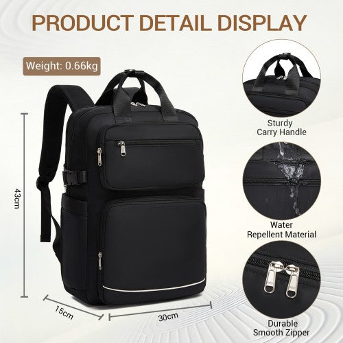 Kono BPK2530 black laptop backpack – detail view 6
