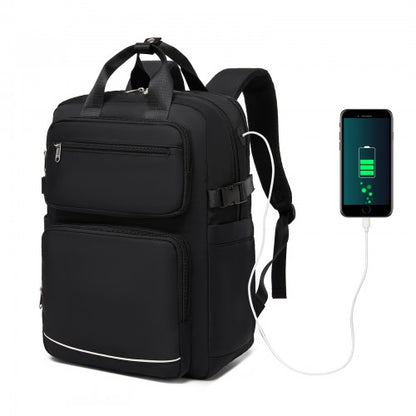 Kono BPK2530 black laptop backpack – front view