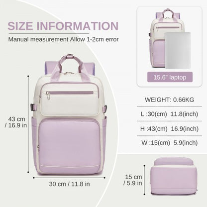Kono BPK2530 beige and grey laptop backpack – front view