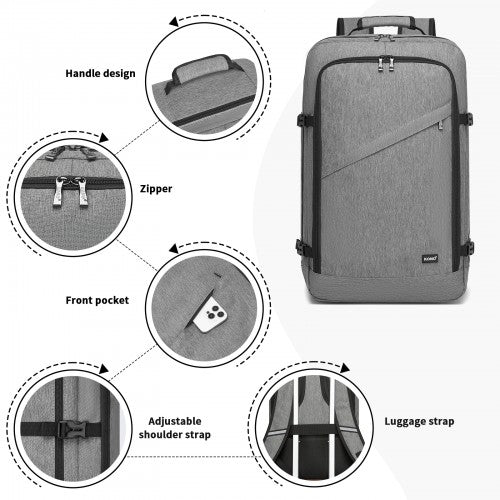 BPK2531L - Kono Multi-purpose Business Large Backpack–Fits 15.6" Laptop, Ideal for Work, Travel & Daily Commute - Grey