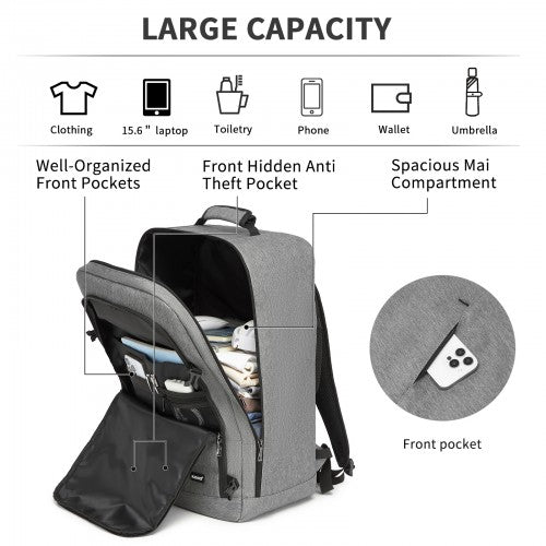 BPK2531L - Kono Multi-purpose Business Large Backpack–Fits 15.6" Laptop, Ideal for Work, Travel & Daily Commute - Grey