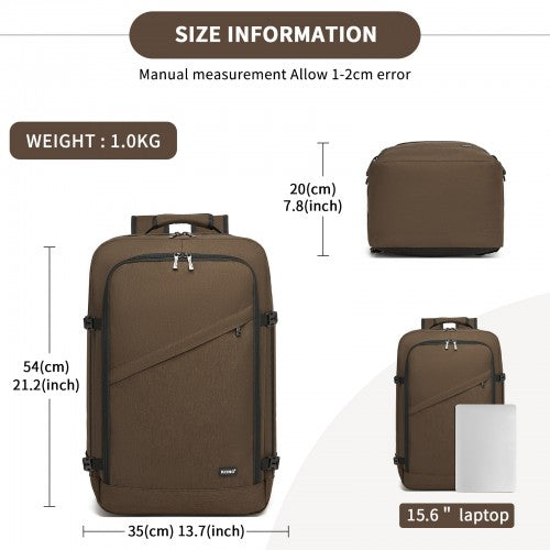 BPK2531L - Kono Multi-purpose Business Large Backpack–Fits 15.6" Laptop, Ideal for Work, Travel & Daily Commute - Brown