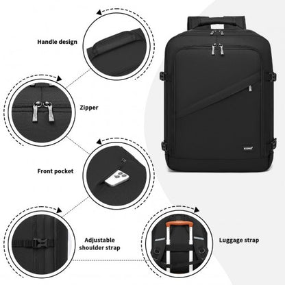 BPK2531M - Kono Multi-purpose Business Medium-sized Backpack–Fits 15.6" Laptop, Ideal for Work, Travel & Daily Commute - Black