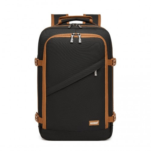 BPK2531S - Kono Multi-purpose Business Carry-On Backpack–Fits 15.6" Laptop, Ideal for Work, Travel & Daily Commute - Black and Brown