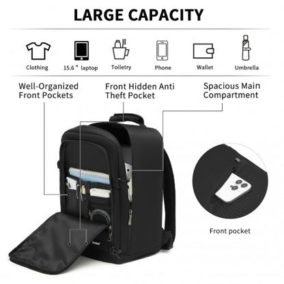 BPK2531S - Kono Multi-purpose Business Carry-On Backpack–Fits 15.6" Laptop, Ideal for Work, Travel & Daily Commute - Black