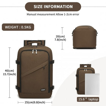 BPK2531S - Kono Multi-purpose Business Carry-On Backpack–Fits 15.6" Laptop, Ideal for Work, Travel & Daily Commute - Brown