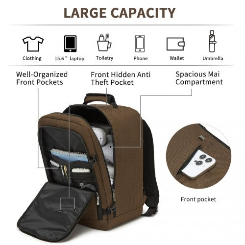 BPK2531S - Kono Multi-purpose Business Carry-On Backpack–Fits 15.6" Laptop, Ideal for Work, Travel & Daily Commute - Brown