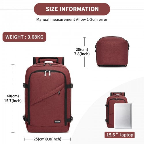 BPK2531S - Kono Multi-purpose Business Carry-On Backpack–Fits 15.6" Laptop, Ideal for Work, Travel & Daily Commute - Burgundy