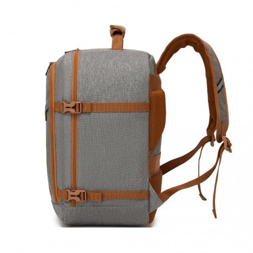 BPK2531S - Kono Multi-purpose Business Carry-On Backpack–Fits 15.6" Laptop, Ideal for Work, Travel & Daily Commute - Grey and Brown