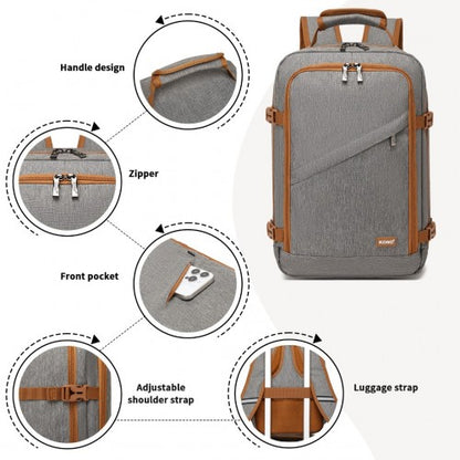 Kono BPK2531S grey and brown backpack – detail view 7