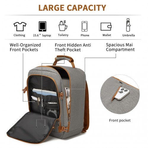 Kono BPK2531S grey and brown backpack – detail view 8