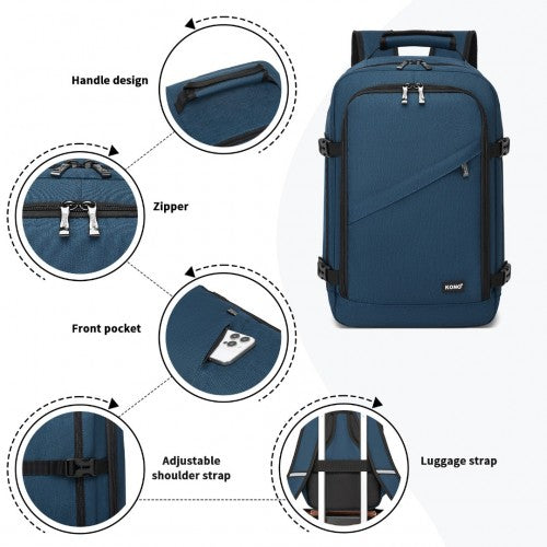 BPK2531S - Kono Multi-purpose Business Carry-On Backpack–Fits 15.6" Laptop, Ideal for Work, Travel & Daily Commute - Navy