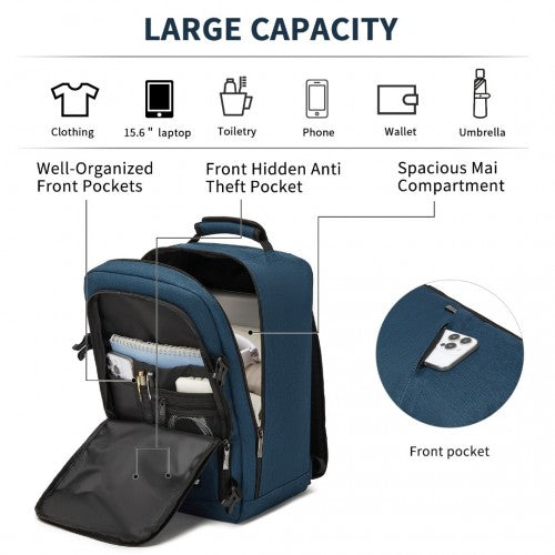 BPK2531S - Kono Multi-purpose Business Carry-On Backpack–Fits 15.6" Laptop, Ideal for Work, Travel & Daily Commute - Navy